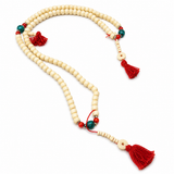 Japa Mala Blanco Piedra Roja y Verde 8 mm