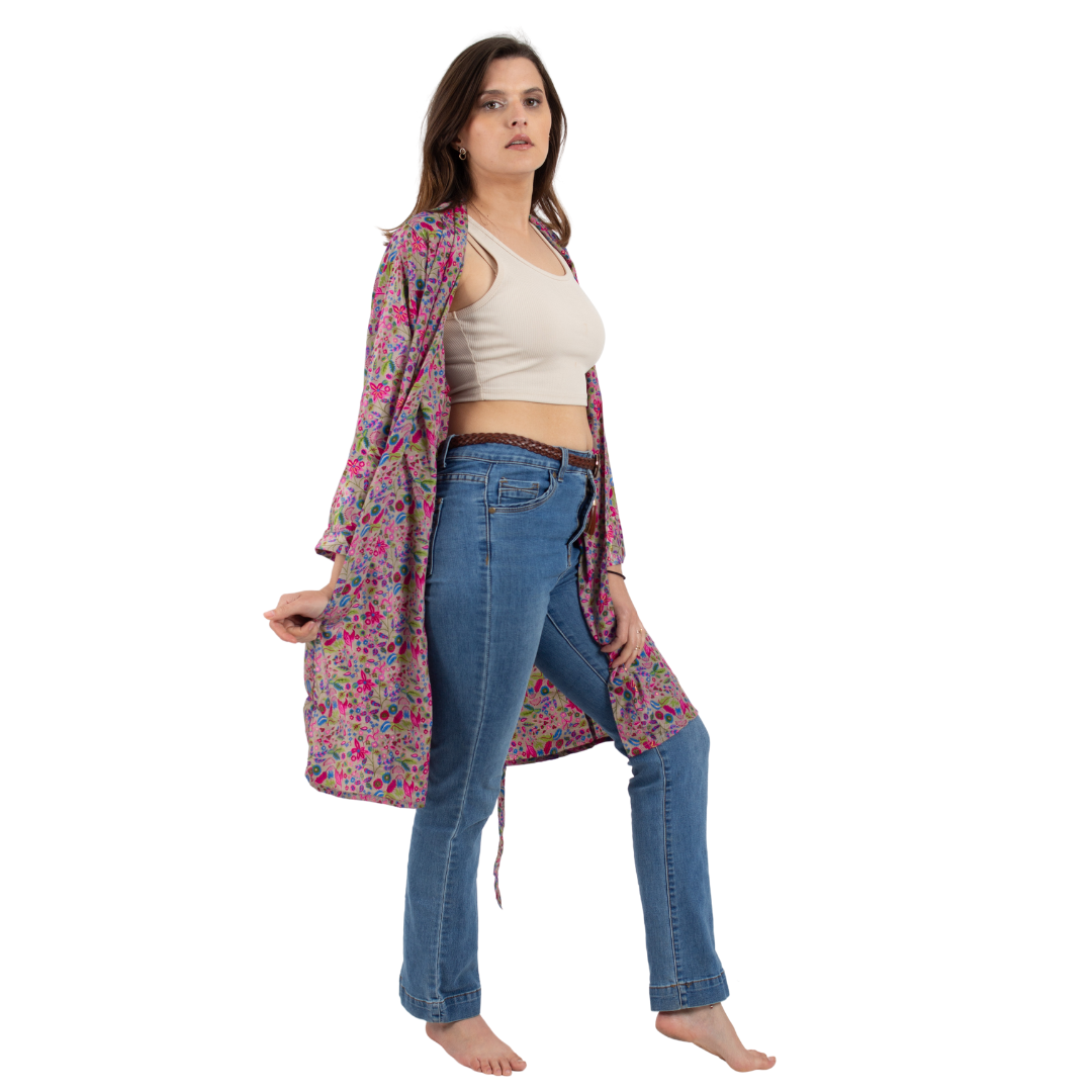 Kimono Denali Gris con Rosa