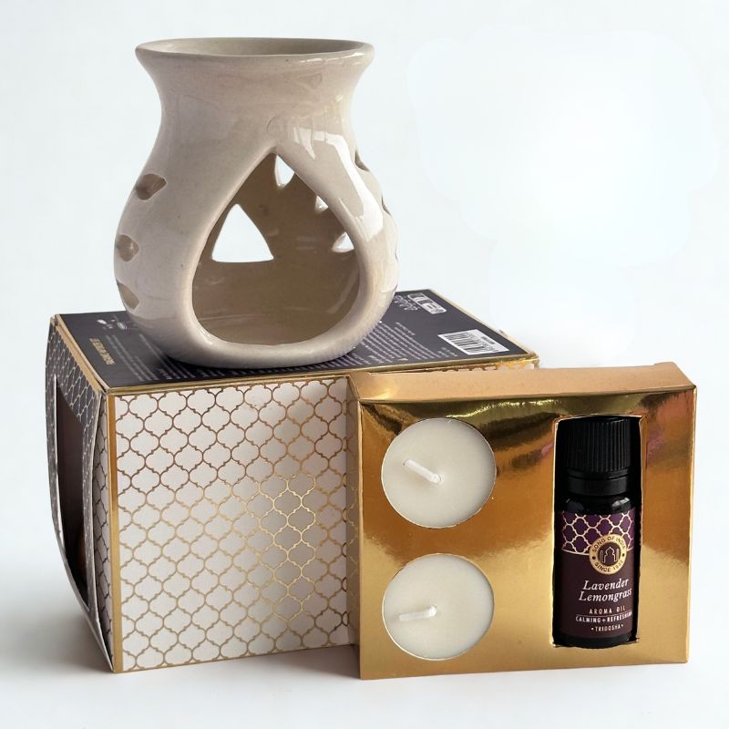 Set Difusor de Cerámica Ayurveda Lavanda y Lemongrass