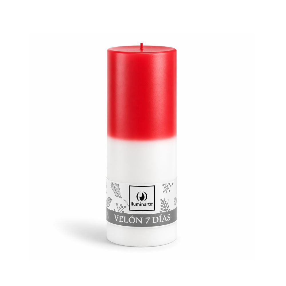 Velón Liso 7 Días Rojo Blanco - Santa Barbara