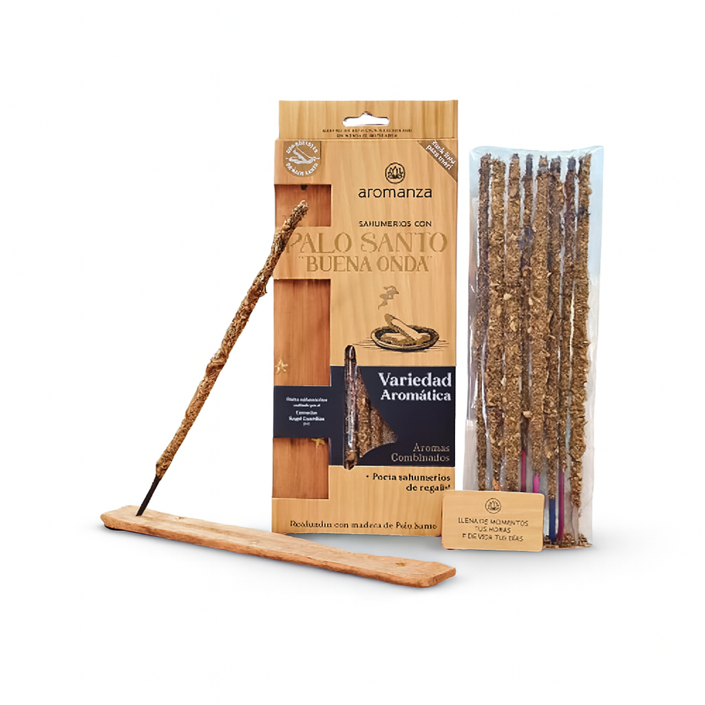 Caja Pack Sahumerios Palo Santo Buena Onda Aromanza