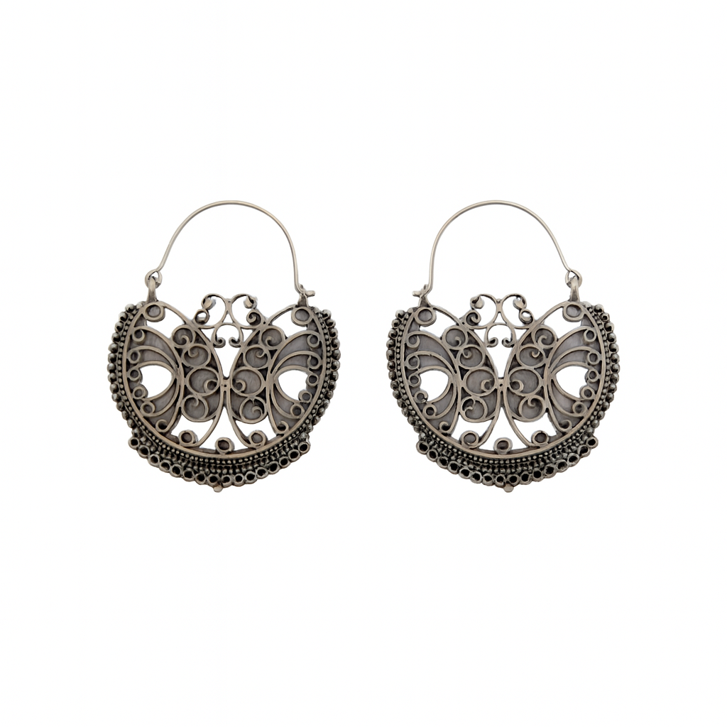 Aros Mariposa Tribal Plateado