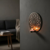 Porta Vela de Pared Flor de la Vida Plateado