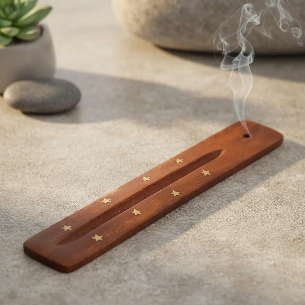 Tabla Porta Incienso Madera Estrella