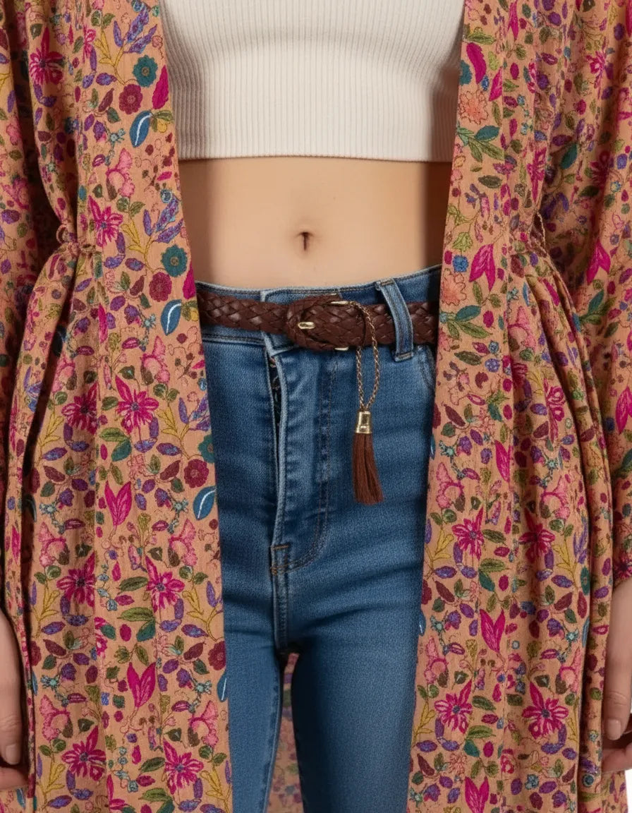 Kimono Denali Beige con Rosa