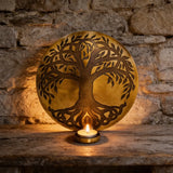 Porta Vela de Pared Árbol de la Vida Dorado