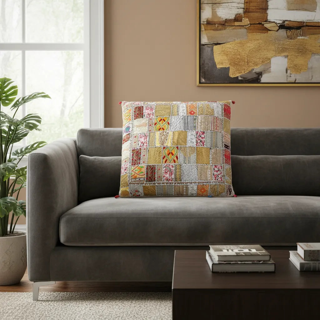 Cojin de Suelo Patchwork Blanco Extra Grande