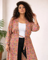 Kimono Trisha Beige con Rosa
