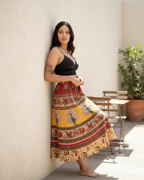 Falda Dinu Rojo con Amarillo y Verde