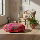 Cojin de Suelo Rosado Boho Redondo XL