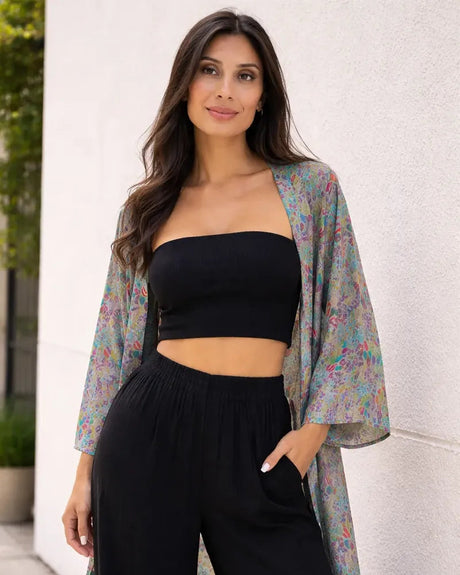 Kimono Trisha Gris con Azul