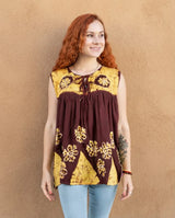 Blusa Chandri Café con Amarillo