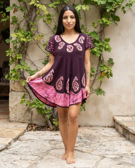 Blusa Vestido Devamati Rosado con Morado
