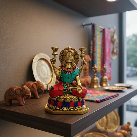 Laxmi Bronce con Piedras 14 cm