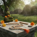 Japa Mala Anudada Naranja Bendicion 8mm