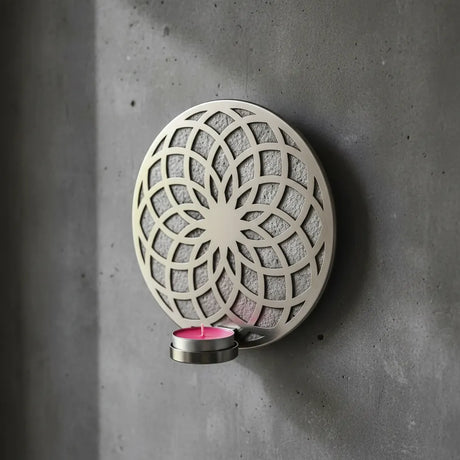 Porta Vela de Pared Flor de la Vida Plateado