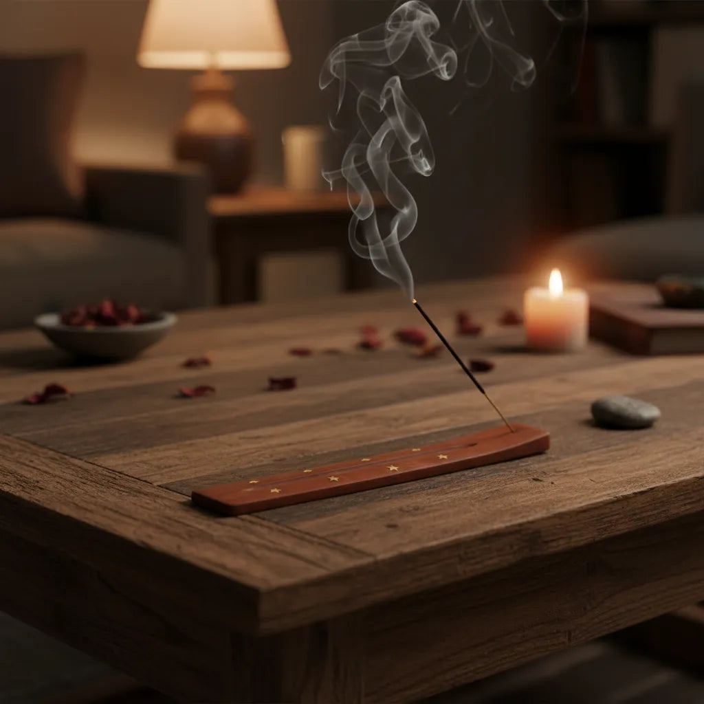 Tabla Porta Incienso Madera Estrella
