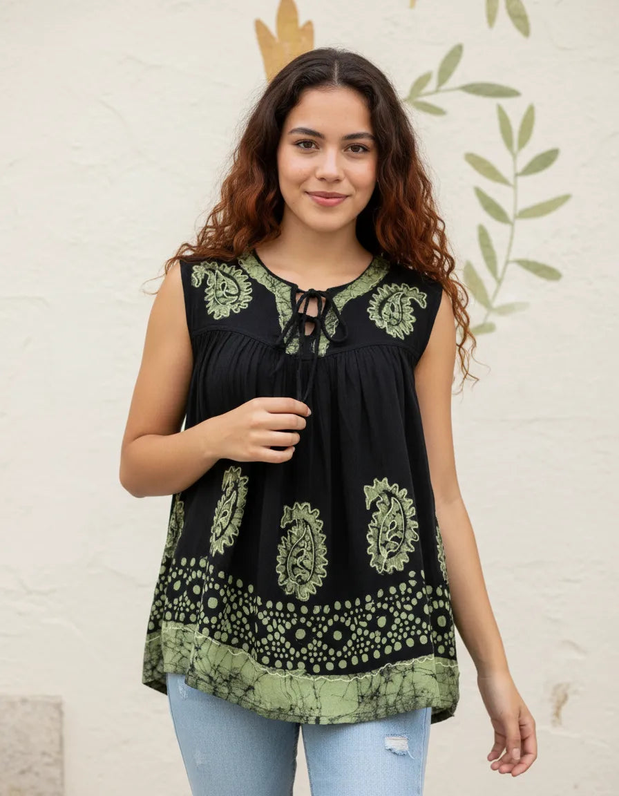 Blusa Dayita Negro con Verde