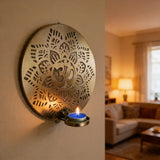 Porta Vela de Pared Flor Om Plateado