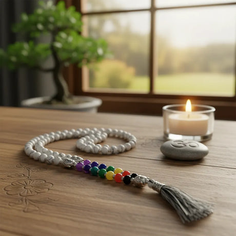 Japa Mala Buda Howlita 6mm