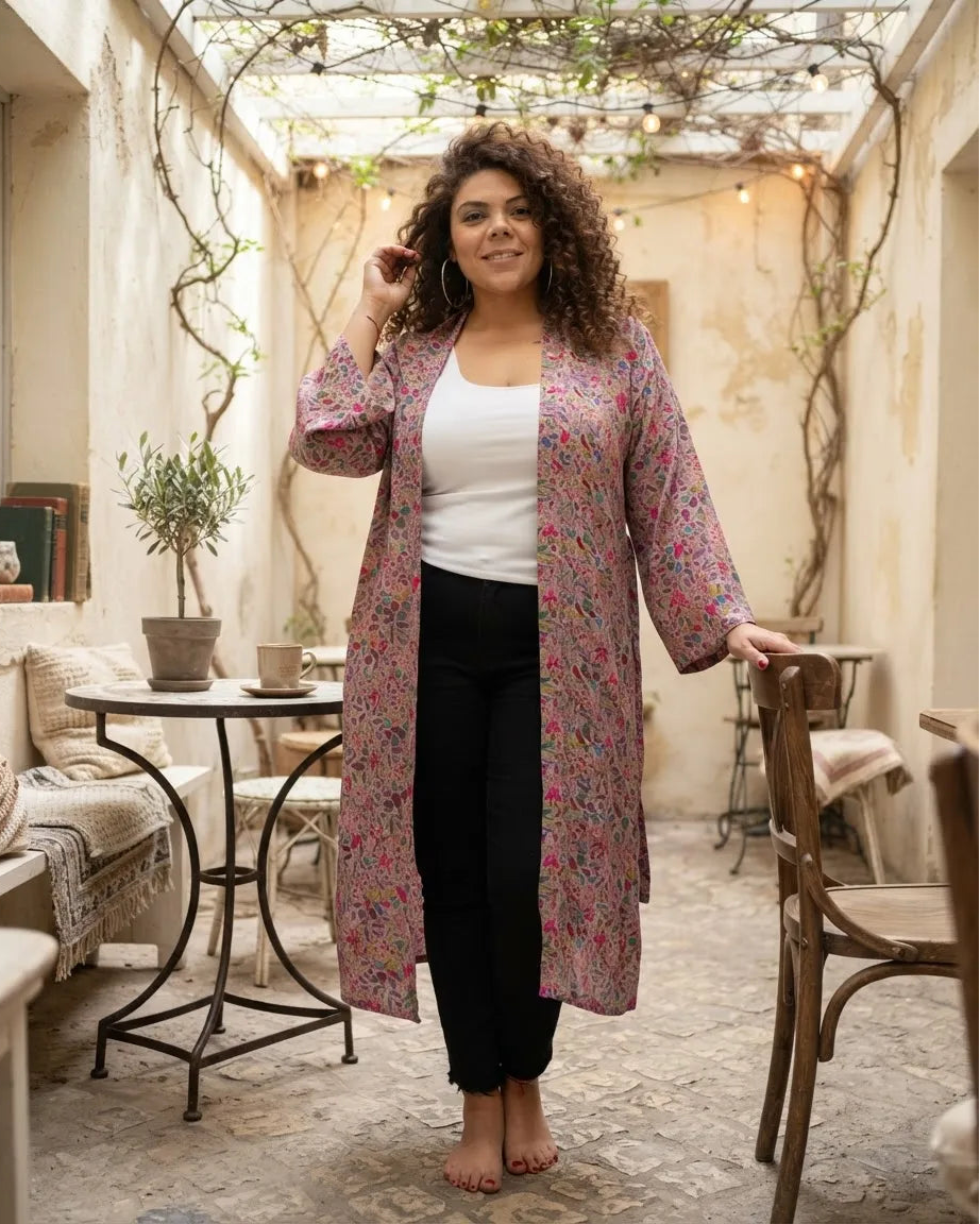 Kimono Trisha Gris con Rosa