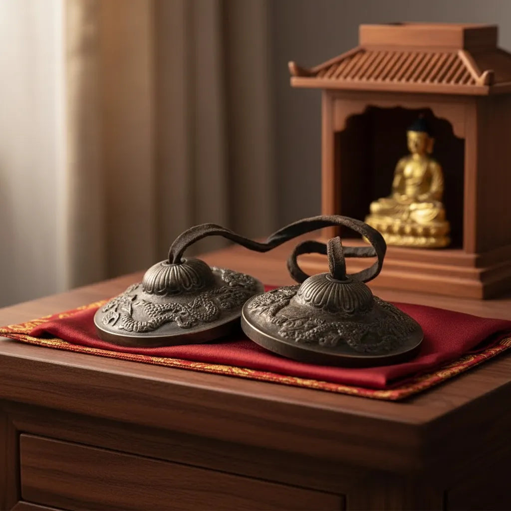 Tingshas Campanas Tibetanas Diseño 9 cm
