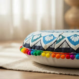 Cojin Boho Azul Redondo Chico