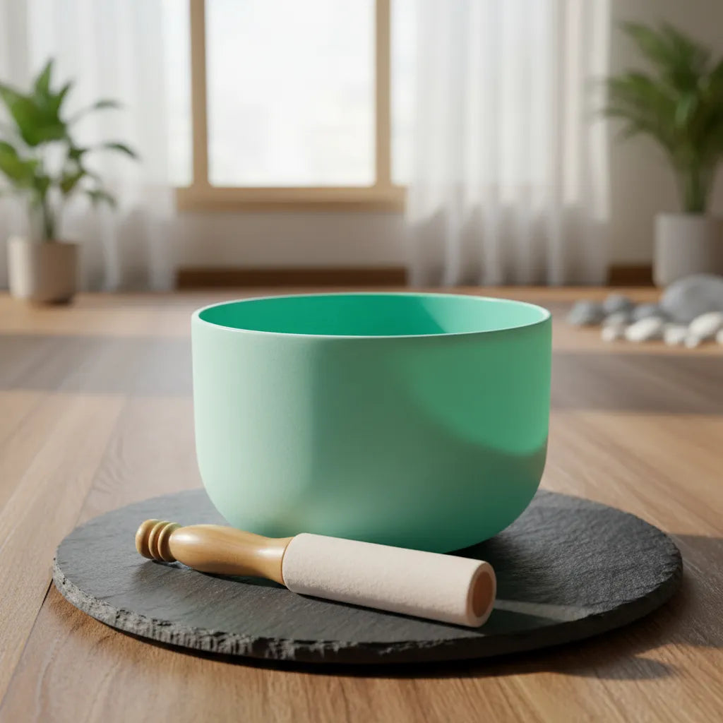 Cuenco Tibetano Cuarzo Verde 12 Pulgadas Nota FA