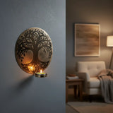 Porta Vela de Pared Árbol de la Vida Plateado