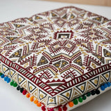 Cojin Boho Burdeo Cuadrado Mediano