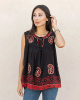 Blusa Dayita Negro con Rojo