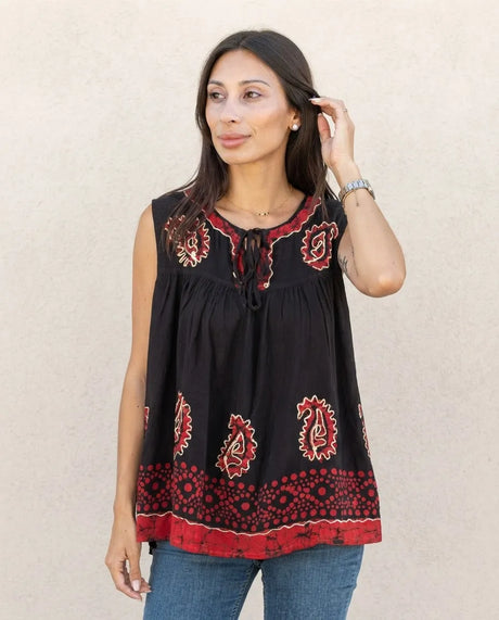 Blusa Dayita Negro con Rojo
