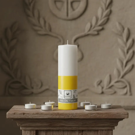 Velón Liso 7 Días Blanco Amarillo - San Cayetano
