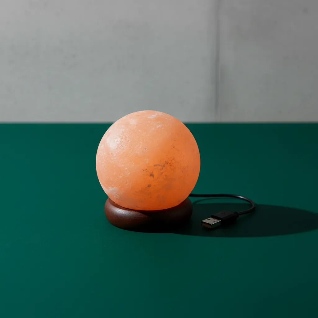 Lampara de Sal del Himalaya Esfera Led Mini