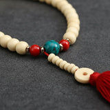 Japa Mala Blanco Piedra Roja y Verde 8 mm