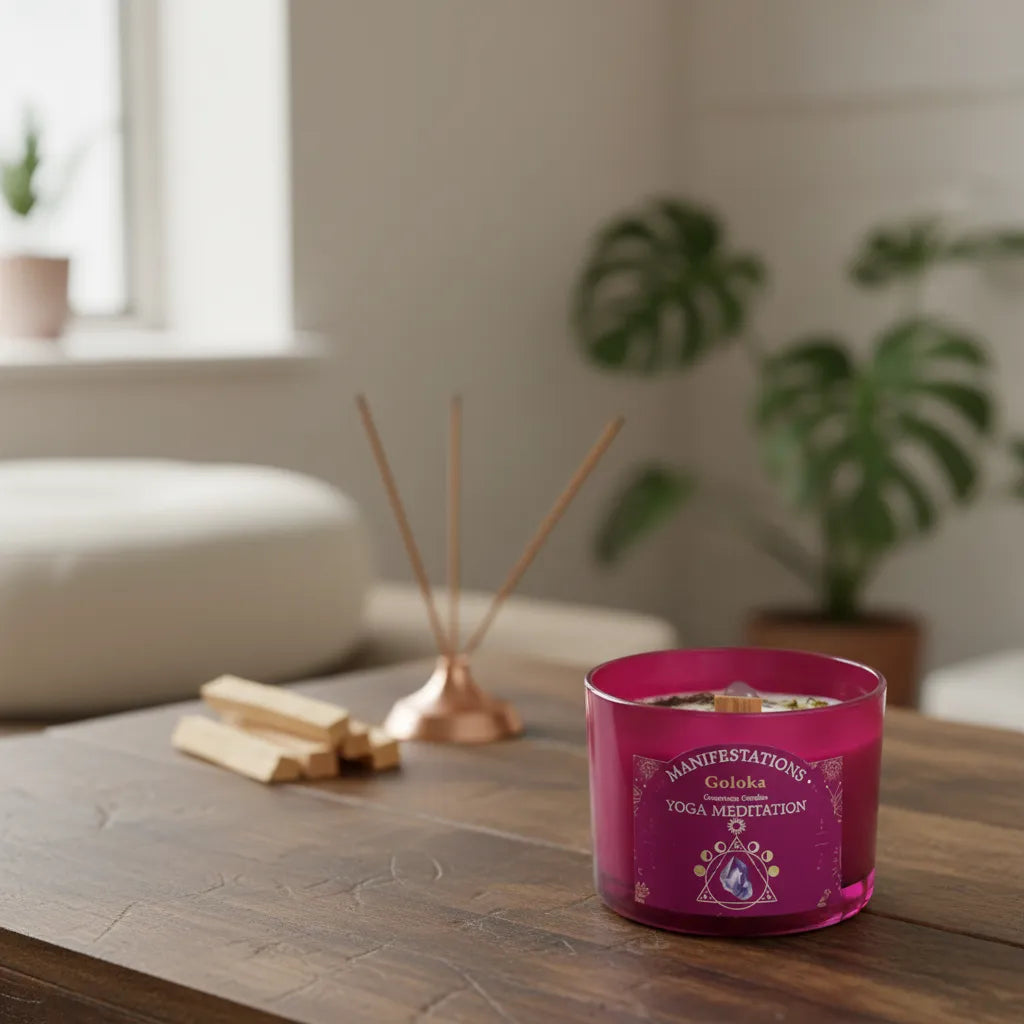 Vela Palo Santo con Amatista (Meditación Yoga)