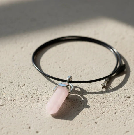 Collar de Punta Cuarzo Rosa