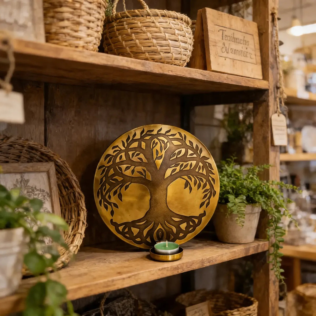 Porta Vela de Pared Árbol de la Vida Gold Pequeño
