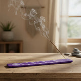 Tabla Porta Incienso Madera Flor de la Vida Morado