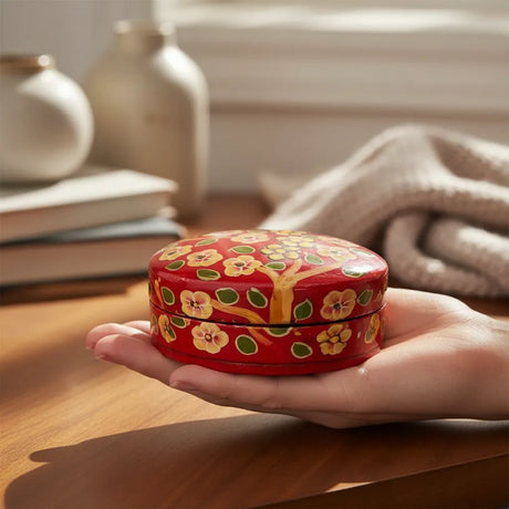 Cajita de Sueños Oval Mini Flores Rojo