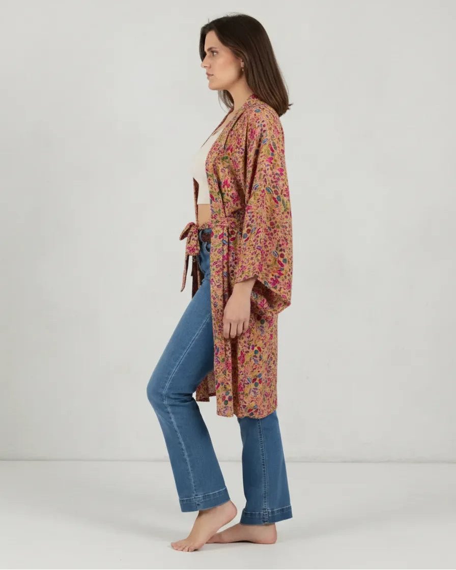 Kimono Denali Beige con Rosa