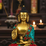 Buda Siddhartha Bronce con Piedras 18 cm