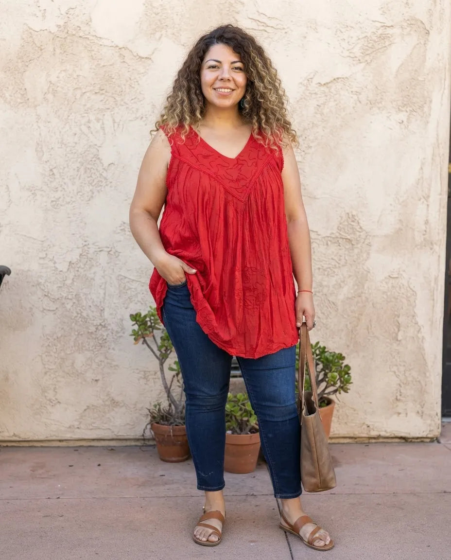Blusa Vestido Chalani Roja
