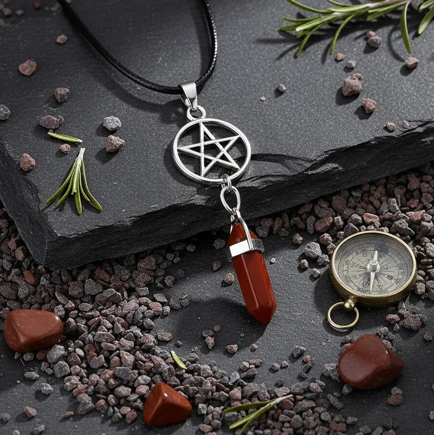 Colgante Estrella de Punta Jaspe Rojo