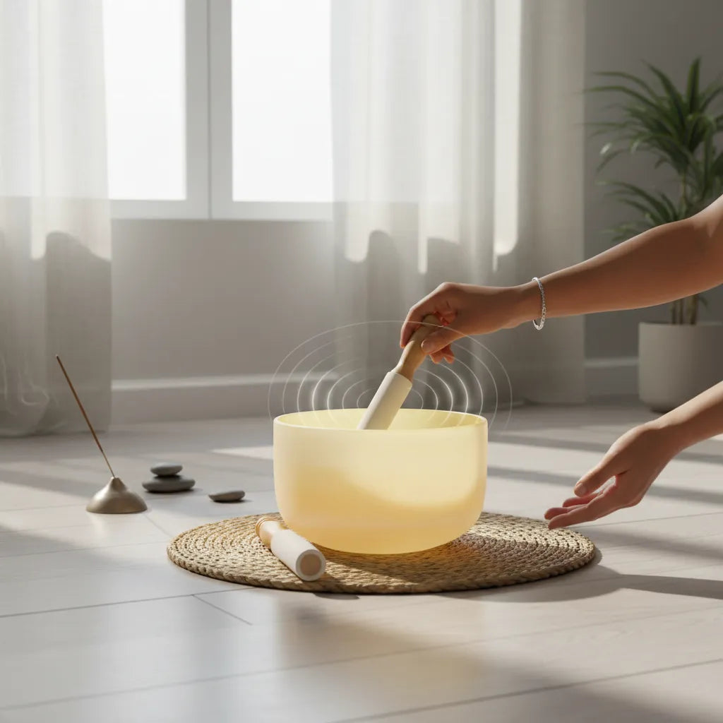 Cuenco Tibetano Cuarzo Amarillo 12 Pulgadas Nota MI