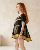Blusa Vestido Deepa Negra con Amarillo