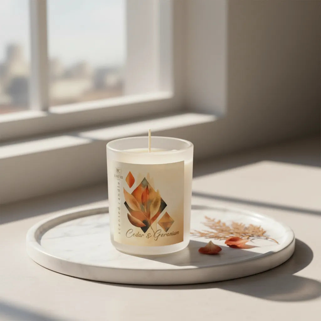 Vela Vaso Cedro y Geranio 60gr