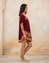 Blusa Vestido Deepti Burdeo con Amarillo