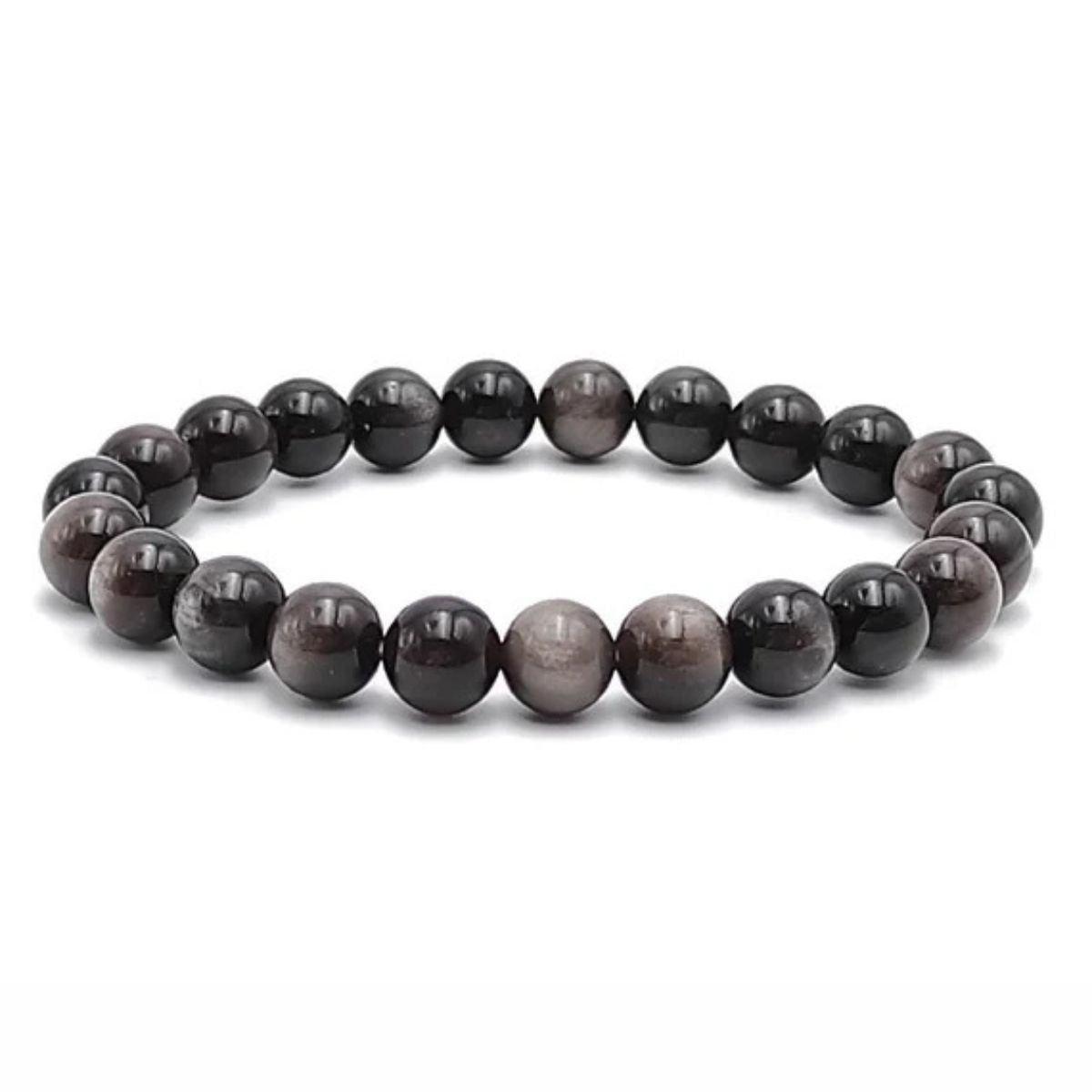 Pulsera Obsidiana Plateada 8mm