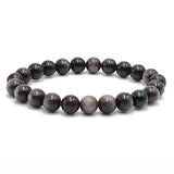 Pulsera Obsidiana Plateada 8mm
